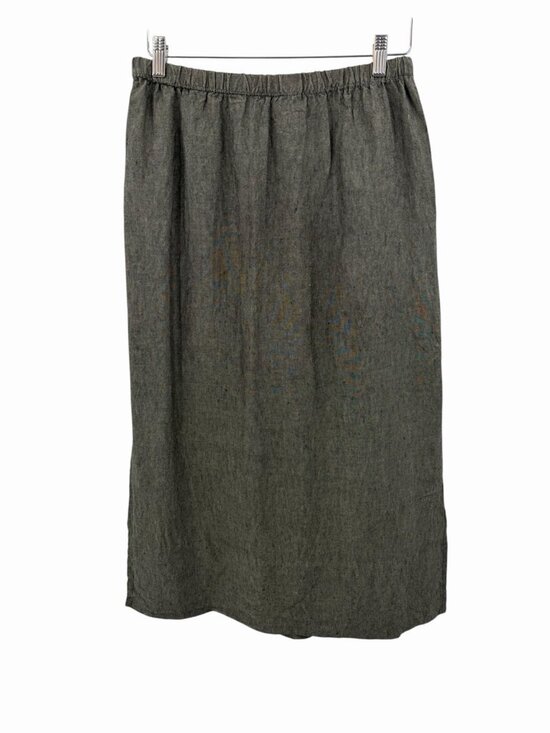 Eileen Fisher Dresses & Skirts - EILEEN FISHER Women's Gray Linen Double Walking Slit Straight Pull On Skirt LG